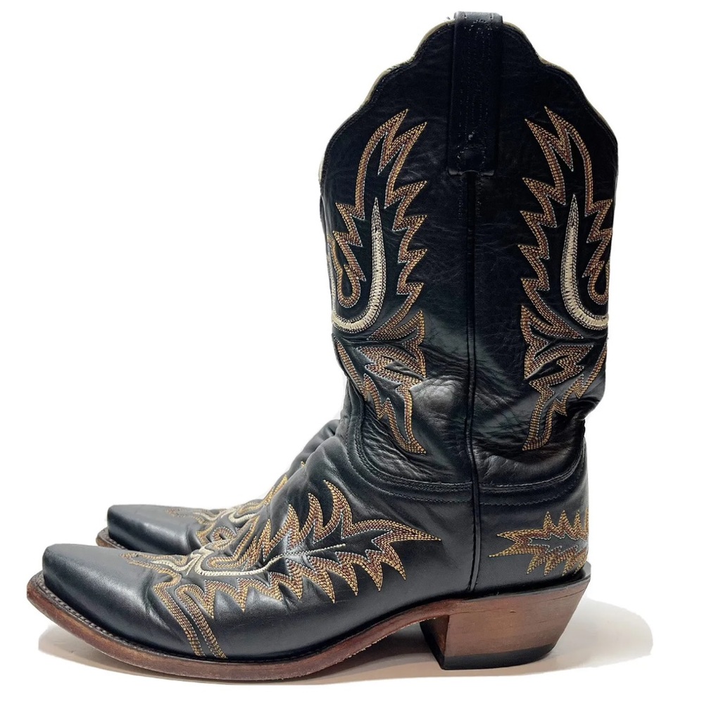 Lucchese 1883 Women's Mayela Stitch Black Classic Hand Made Boots Size 9 B